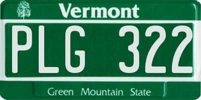 VT license plate PLG322