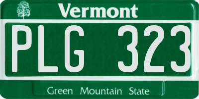 VT license plate PLG323