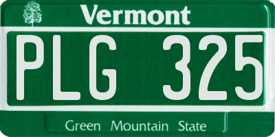 VT license plate PLG325