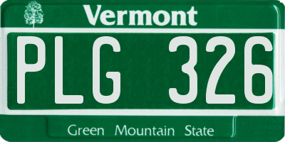 VT license plate PLG326