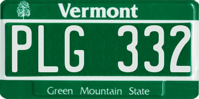 VT license plate PLG332