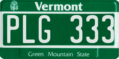 VT license plate PLG333