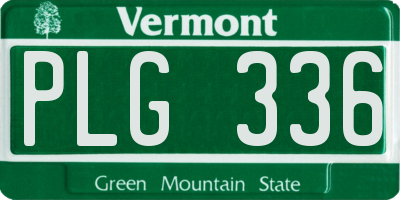VT license plate PLG336