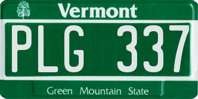 VT license plate PLG337