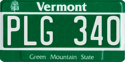 VT license plate PLG340