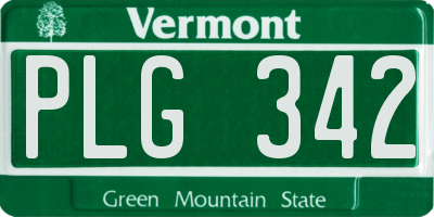 VT license plate PLG342