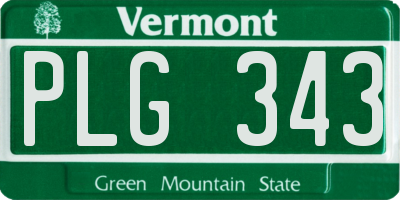 VT license plate PLG343