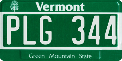 VT license plate PLG344