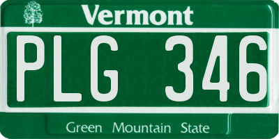 VT license plate PLG346