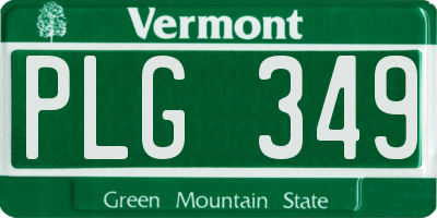 VT license plate PLG349