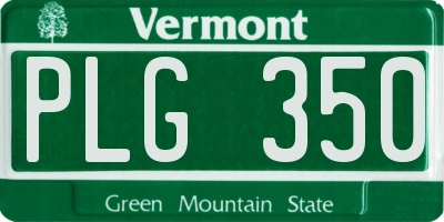 VT license plate PLG350