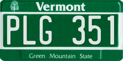 VT license plate PLG351