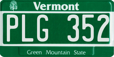 VT license plate PLG352