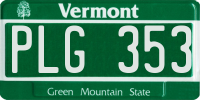 VT license plate PLG353