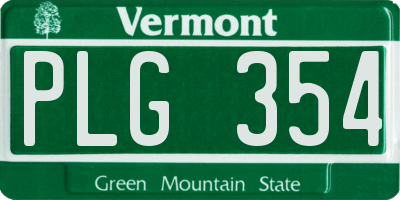 VT license plate PLG354