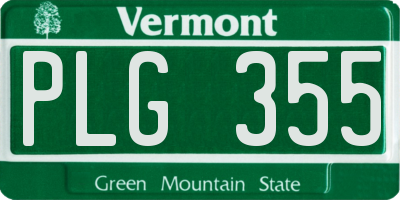 VT license plate PLG355