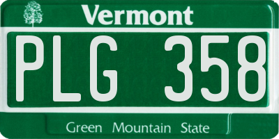 VT license plate PLG358