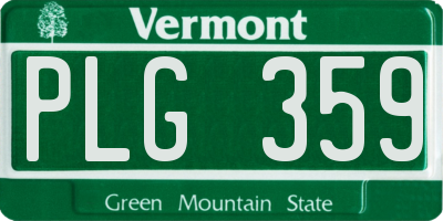 VT license plate PLG359