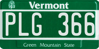 VT license plate PLG366
