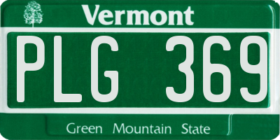 VT license plate PLG369