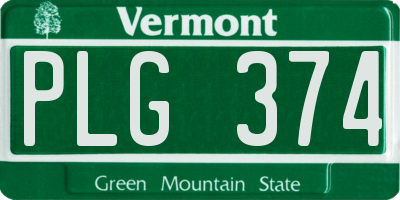 VT license plate PLG374