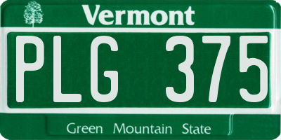 VT license plate PLG375
