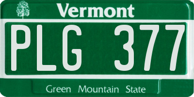 VT license plate PLG377
