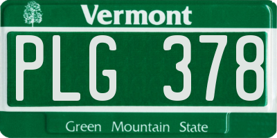 VT license plate PLG378