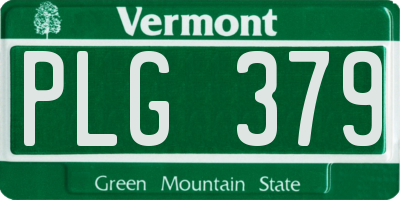 VT license plate PLG379