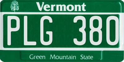 VT license plate PLG380
