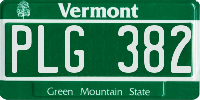 VT license plate PLG382