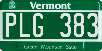 VT license plate PLG383