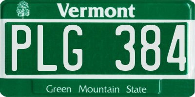 VT license plate PLG384
