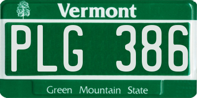 VT license plate PLG386