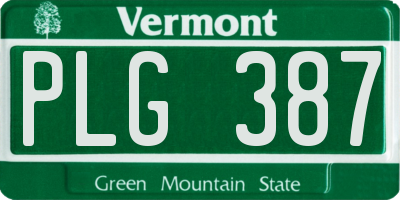 VT license plate PLG387