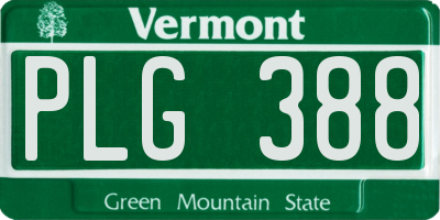 VT license plate PLG388