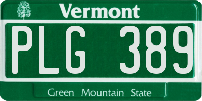 VT license plate PLG389