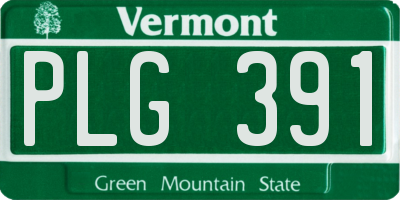 VT license plate PLG391
