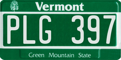 VT license plate PLG397