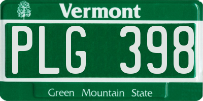 VT license plate PLG398