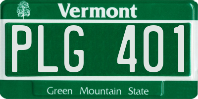 VT license plate PLG401