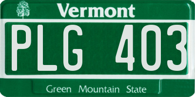 VT license plate PLG403