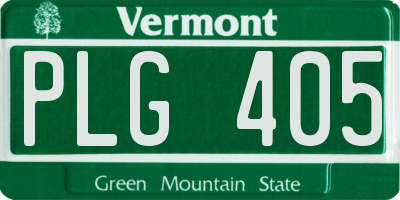 VT license plate PLG405