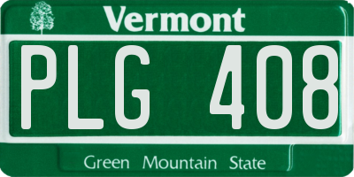 VT license plate PLG408