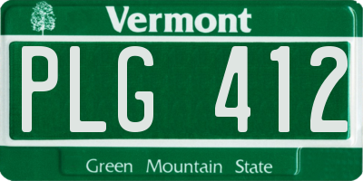 VT license plate PLG412