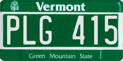 VT license plate PLG415