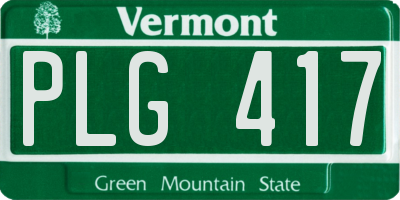 VT license plate PLG417