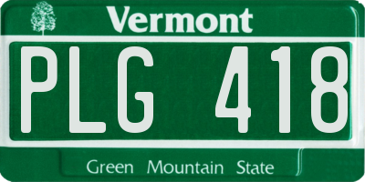 VT license plate PLG418