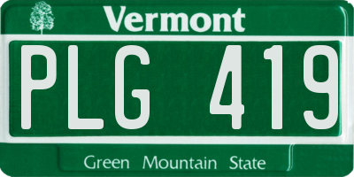 VT license plate PLG419