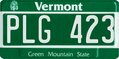 VT license plate PLG423